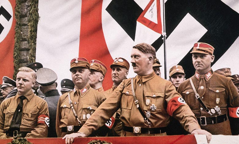 Adolf Hitler during the SA march in Dortmund, 1933