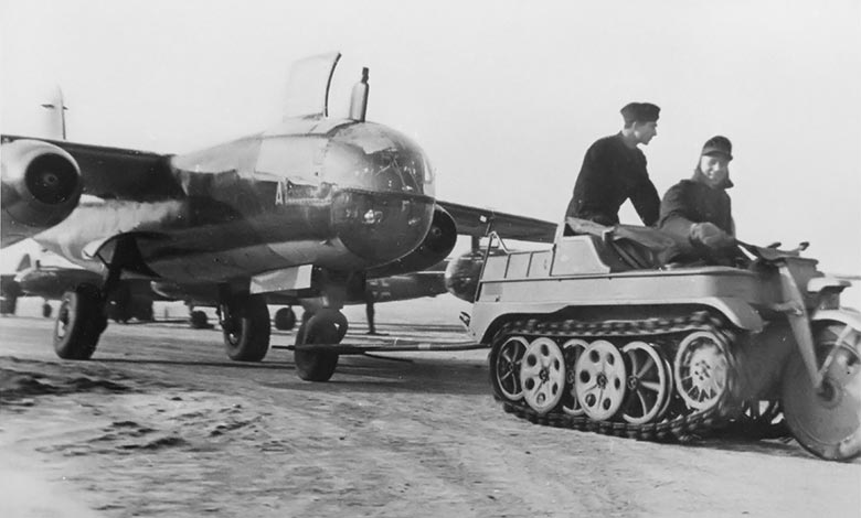 Kettenkrad towing an Arado Ar 234B-2 jet bomber