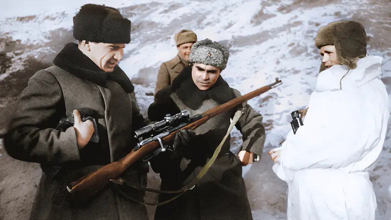 Gen. Vasily Chuikov, Gen. Kuzma Gurov and Sgt. Vasily Zaitsev, Stalingrad