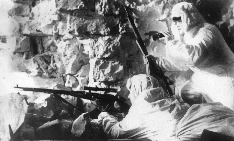 Vasily Zaitsev with his disciple on a fighting position