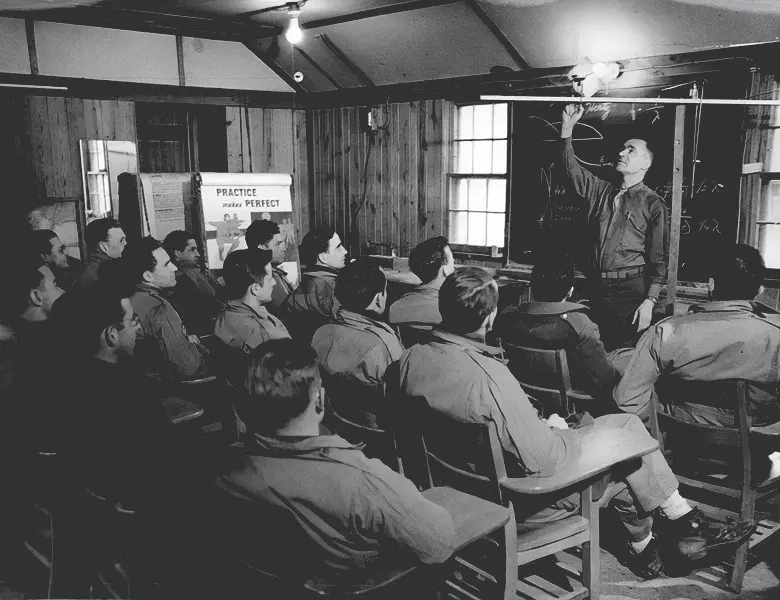 Candidates for the Office of Strategic Services (OSS) learn how to set up radio antenna