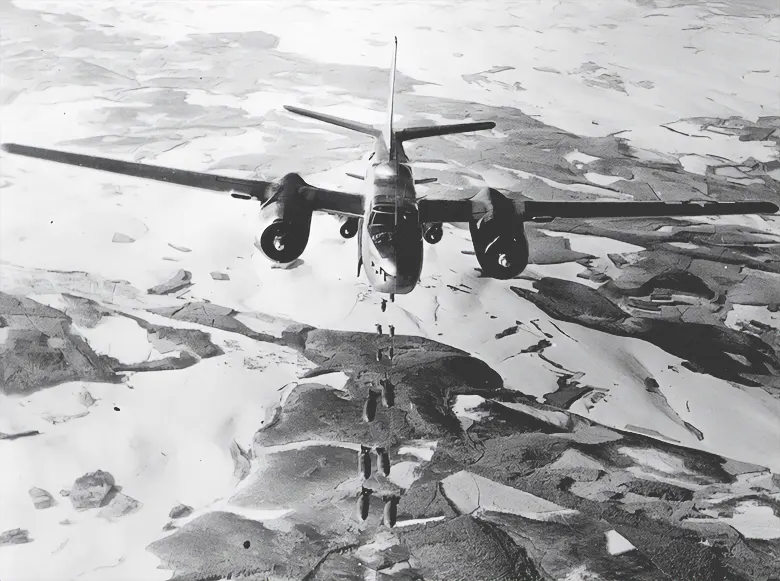 A-26 Invader dropping bombs on the Siegfried Line