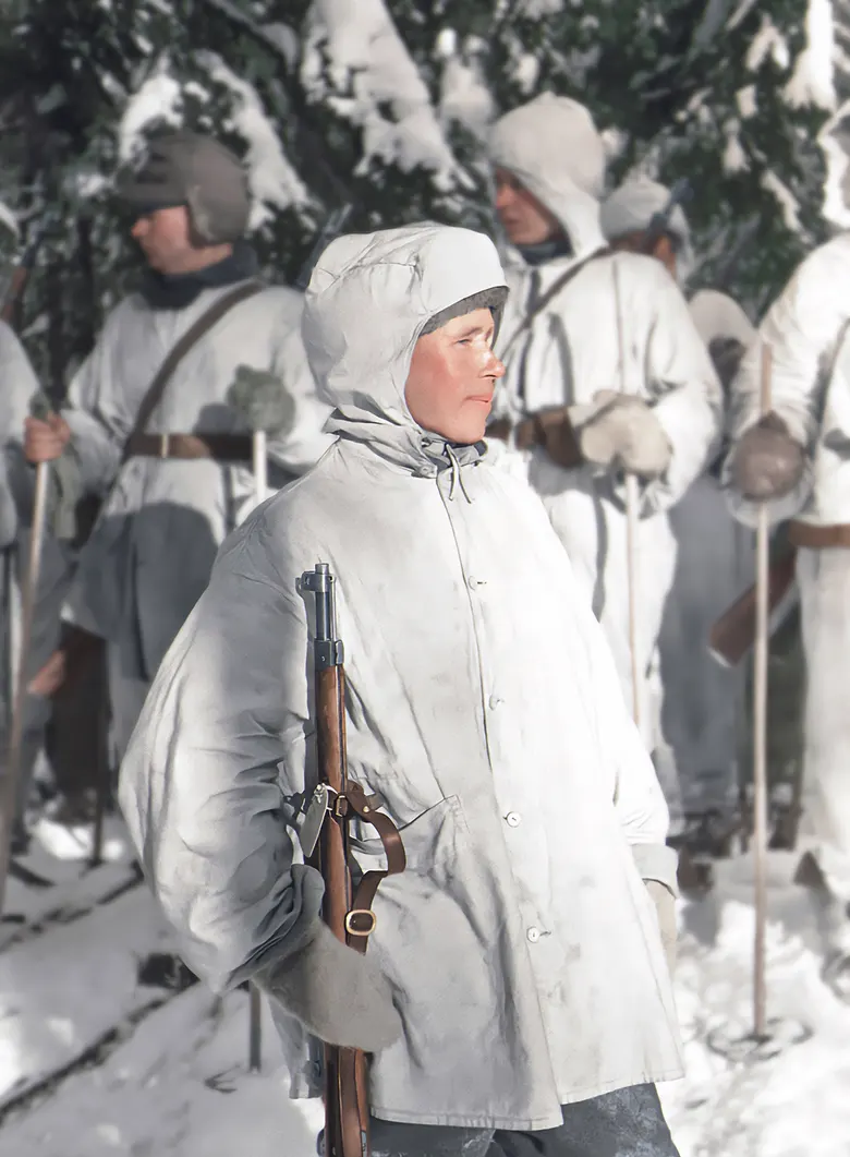 Simo Häyhä at the Kollaa River front east of Loimola, 1940