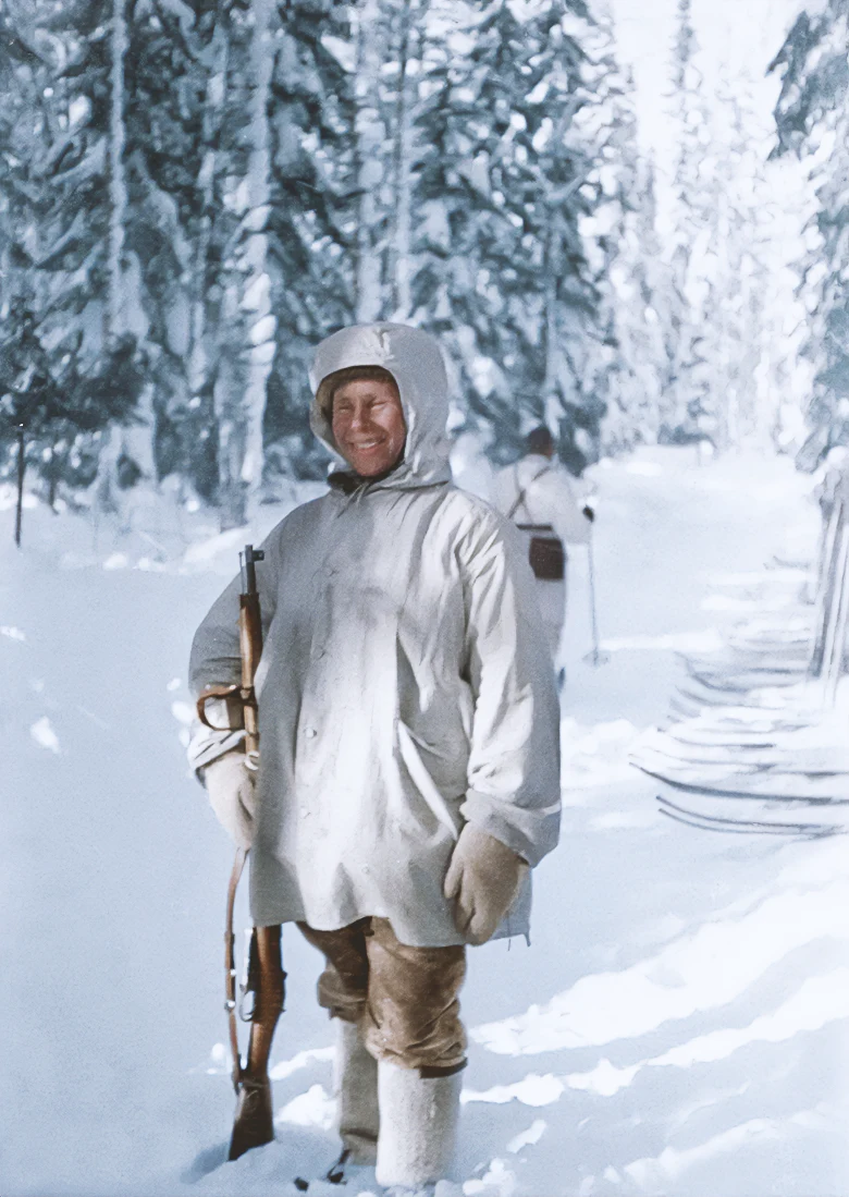 Simo Häyhä at Loimola, Karelia, 1 February 1940