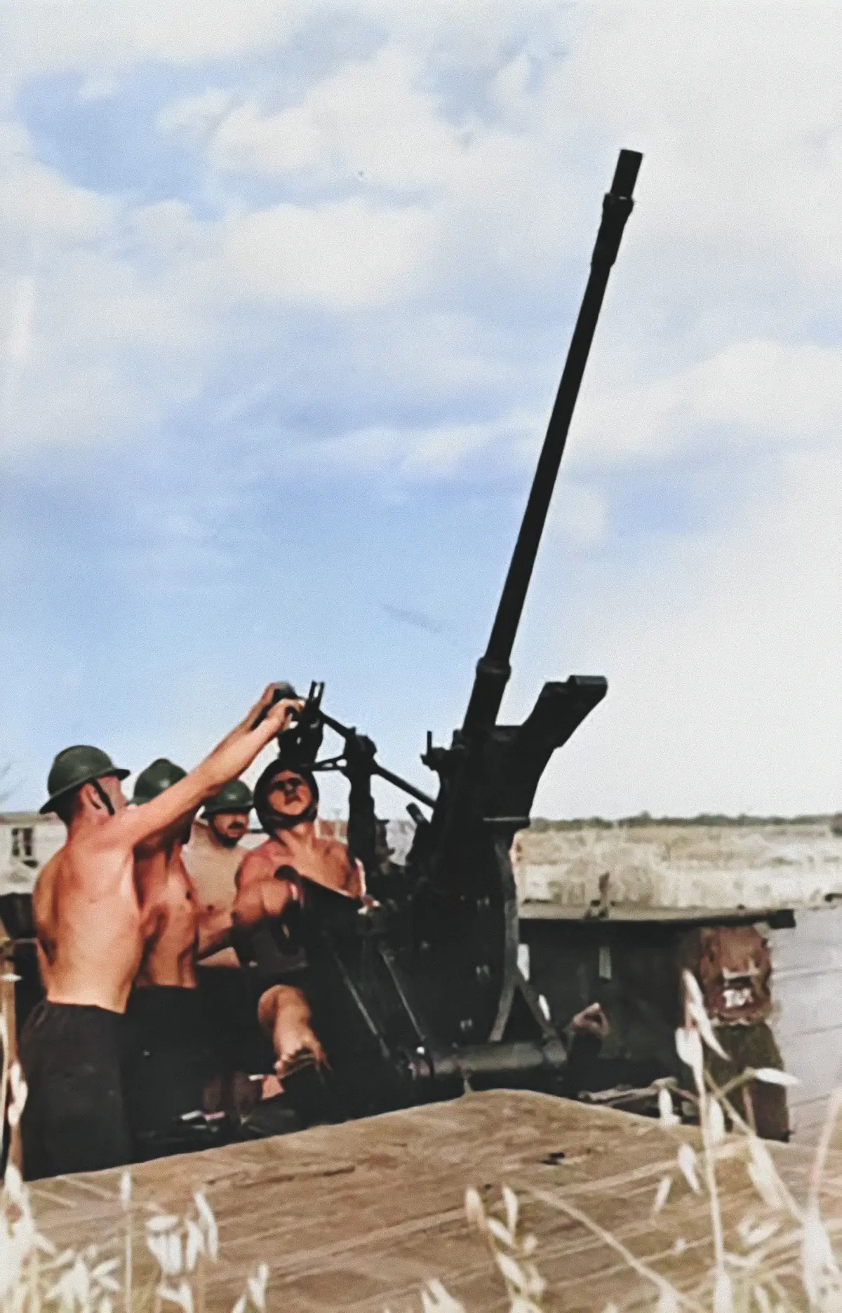 20mm Romanian anti-aircraft gun crew that brought down three American bombers during Operation Tidal Wave (colorized)